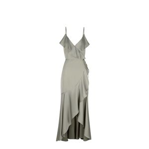 Shona Joy Ruffle Trim Wrap Gown Eucalyptus